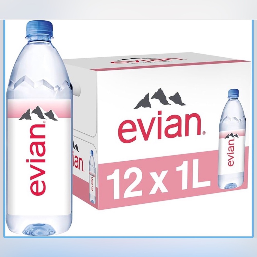 NIB Evian 1 Liter 12 Pack Bottles